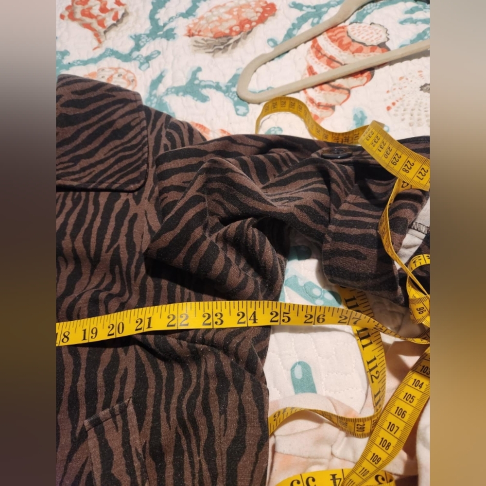 First Option Too Plus Size 16W Brown Zebra Print Coat - Picture 12 of 14